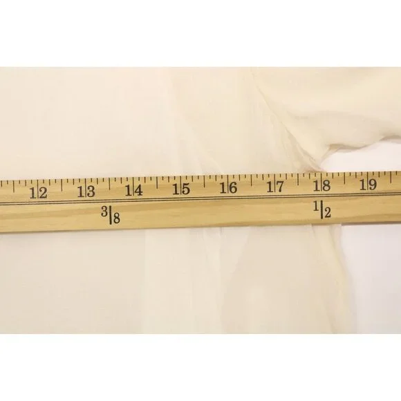 Vince Women's 100% Silk Short Sleeve Crewneck Overlay Blouse Beige Sz S - Picture 5 of 9